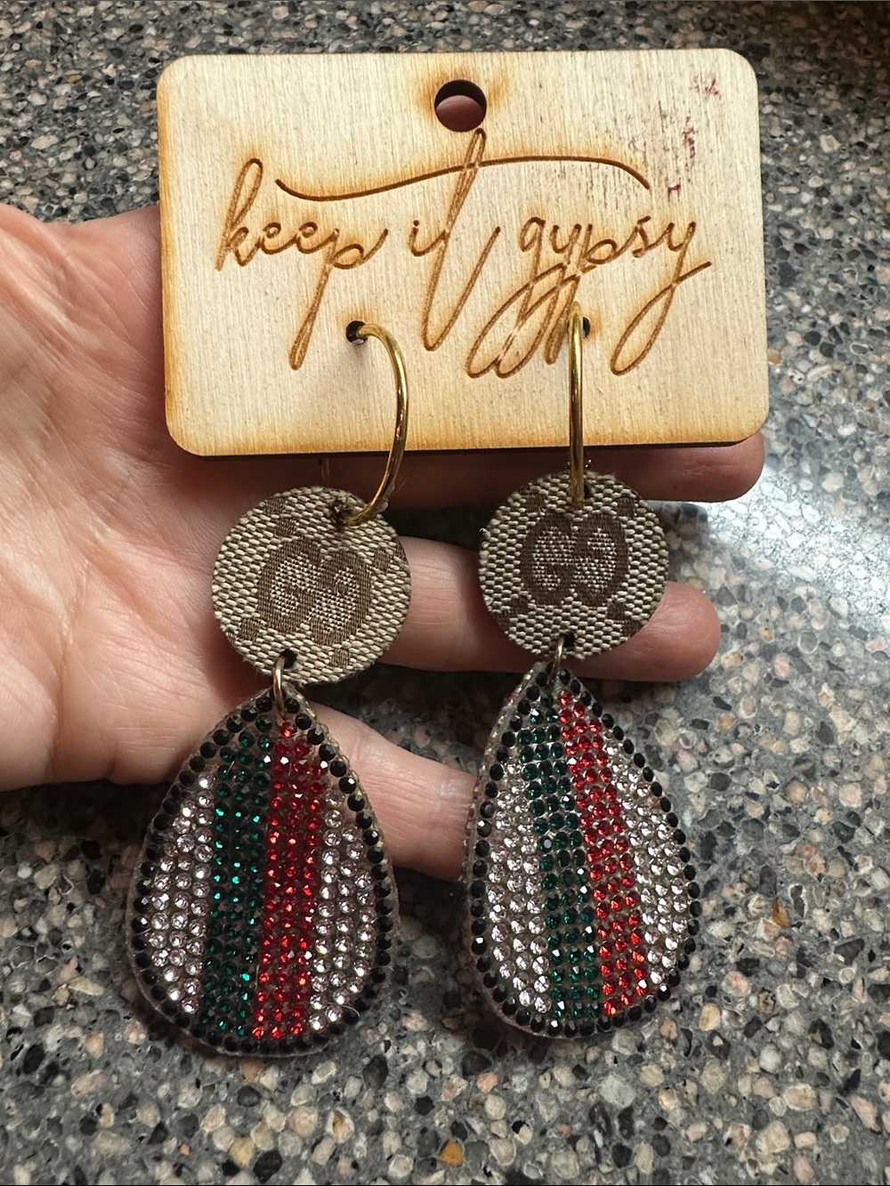 Keep it Gypsy Upcycled Gold Tone Teardrop Earrings
